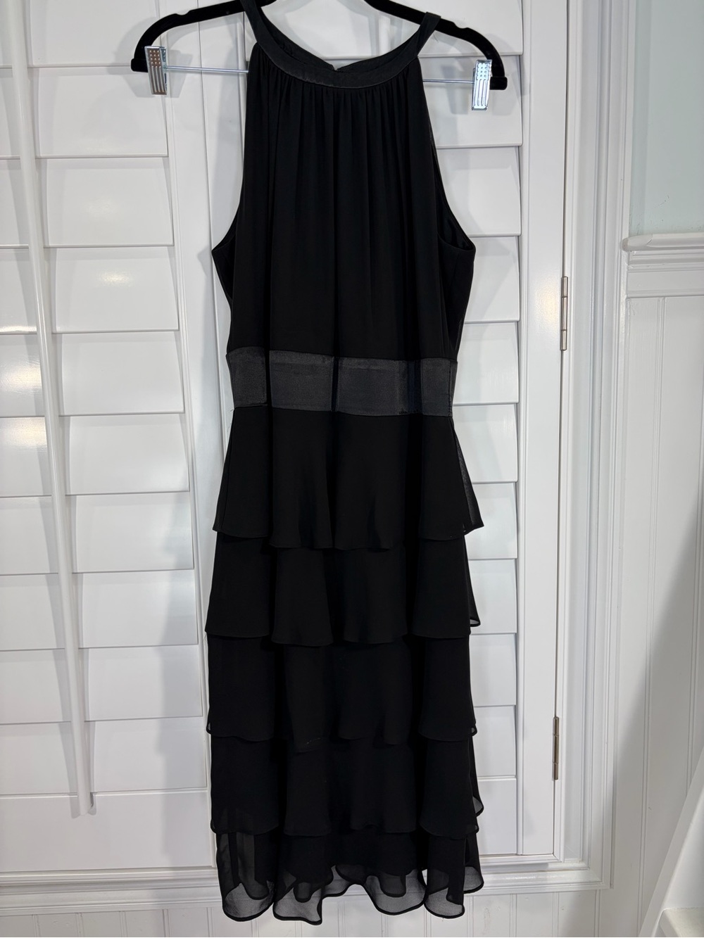 Evan Picone Black Tiered Halter Dress (12) - Picture 2 of 9